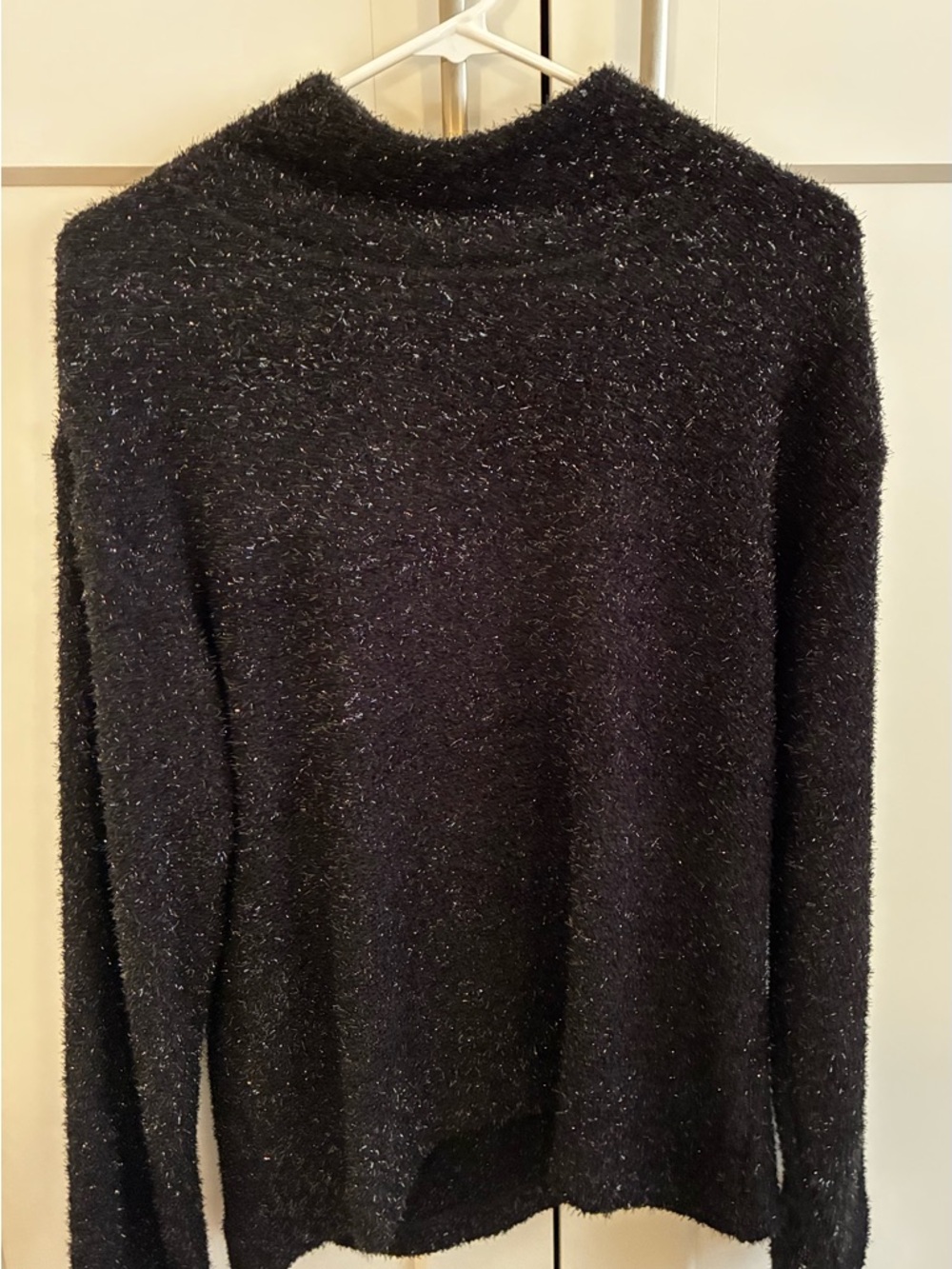 Sanctuary Black Metallic, Sparkly Turtleneck/cowl-neck Top